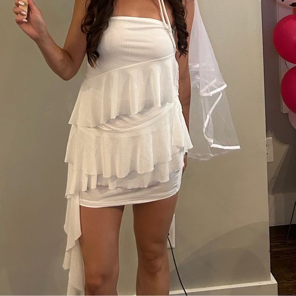 Strapless fringe white dress - Picture 4 of 4